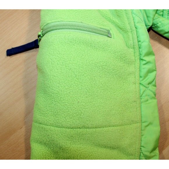 LL BEAN Jacket Unisex Kids sz Large 14-16 Lime Green Quilted Fleece Pockets - Picture 5 of 12